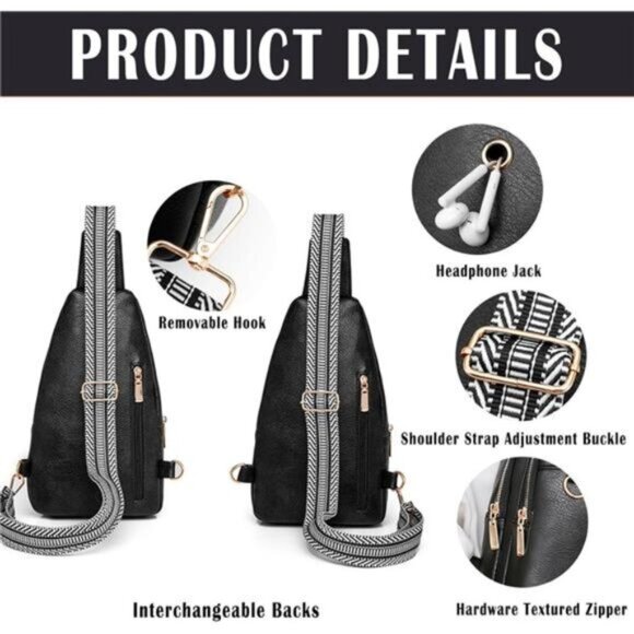 Cross Body Bags for Woman Men Sling Bag Chest Bag with Adjustable Strap - Picture 3 of 6